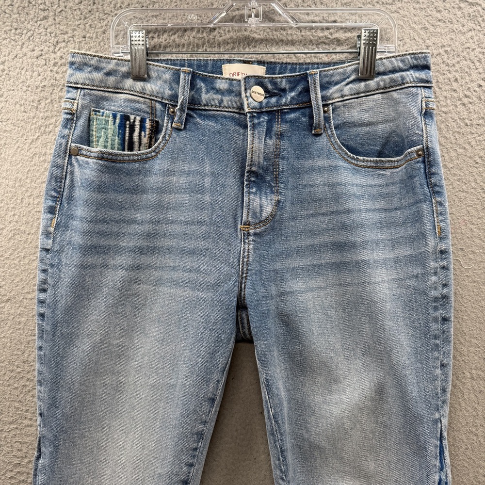 Driftwood Indie Jeans Women’s Size W27 Flared Crop Patchwork Raw Hem Boho Hippie - Picture 7 of 16
